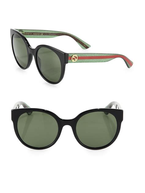 gucci women's 54mm glitter round sunglasses - black|gucci 50mm round sunglasses.